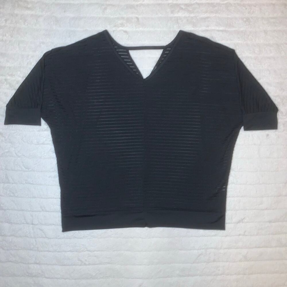 Lane Bryant V-Neck See Through Striped Tee